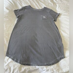 Ralph Lauren | Women’s SZ L | Black White Striped Short Sleeve T Shirt Dress